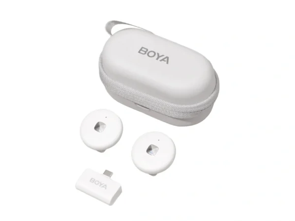 Boya Omic-U White Micrófono doble inalámbrico Caja Carga USB-C